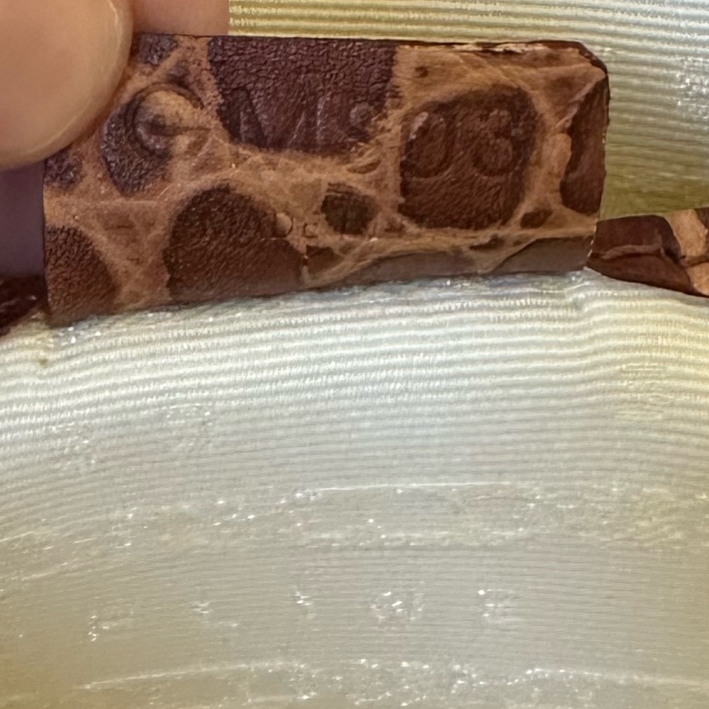 Vintage CELINE Old Boogie Bag Croc Embossed Leather Handbag Tea Brown Beige - Picture 9 of 11